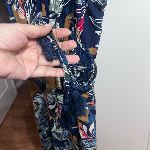 New Directions Floral Jumpsuit - Blue and Brown - Picture 4 of 5